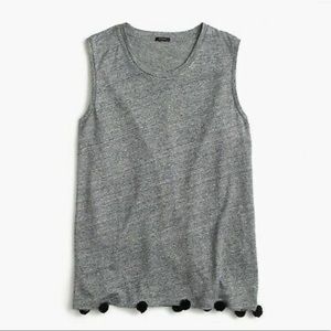 J. Crew Linen Pom Pom Tank